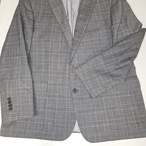 Brooks Brothers Windowpane Plaid Gray Blazer 46L